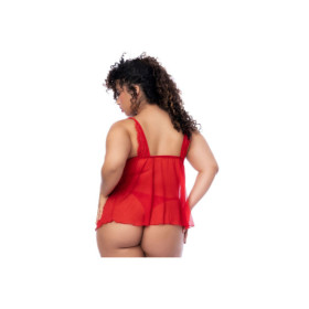 Nuisette courte grande taille rouge et string 